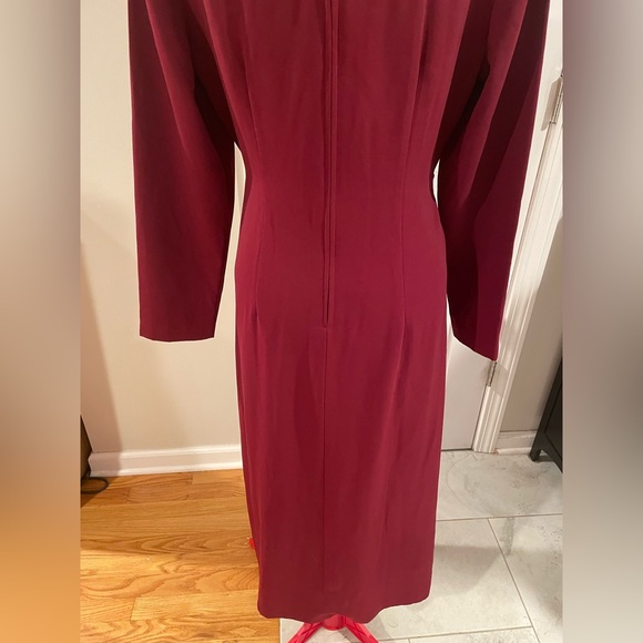 Vintage Orvis Pleated Burgundy Maxi Dress With Tie Belt - Picture 10 of 13